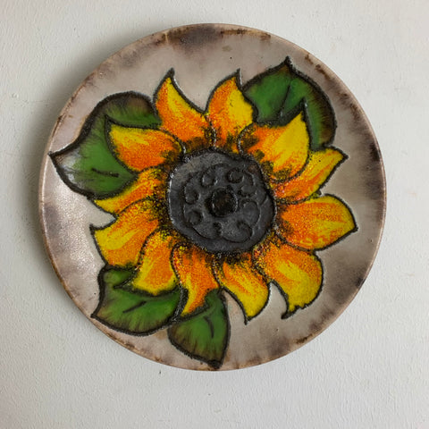 Vintage Keramik Wandteller von Ruscha Sonnenblume 717/1,5