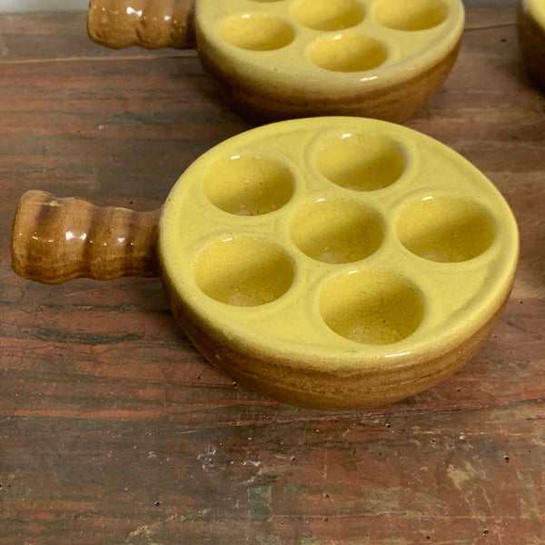 Vintage 4er Set Keramik Schneckenpfännchen von Depose France