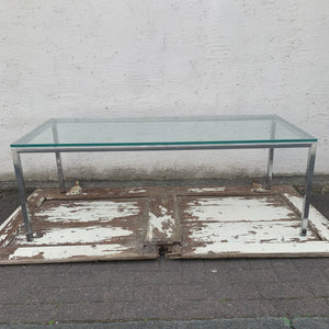 Vintage großer Couchtisch Chrom Glas
