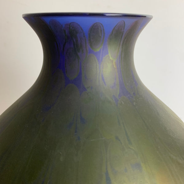 Jugendstil Glas Vase irisierende Pfauen-Optik
