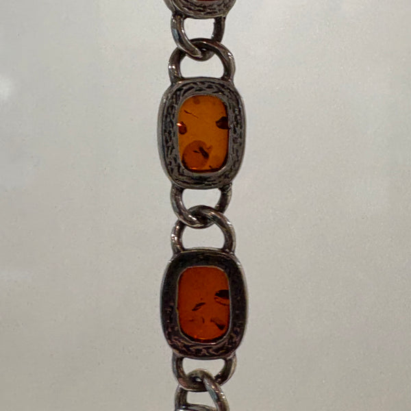 Vintage Armband Silber mit Bernstein
