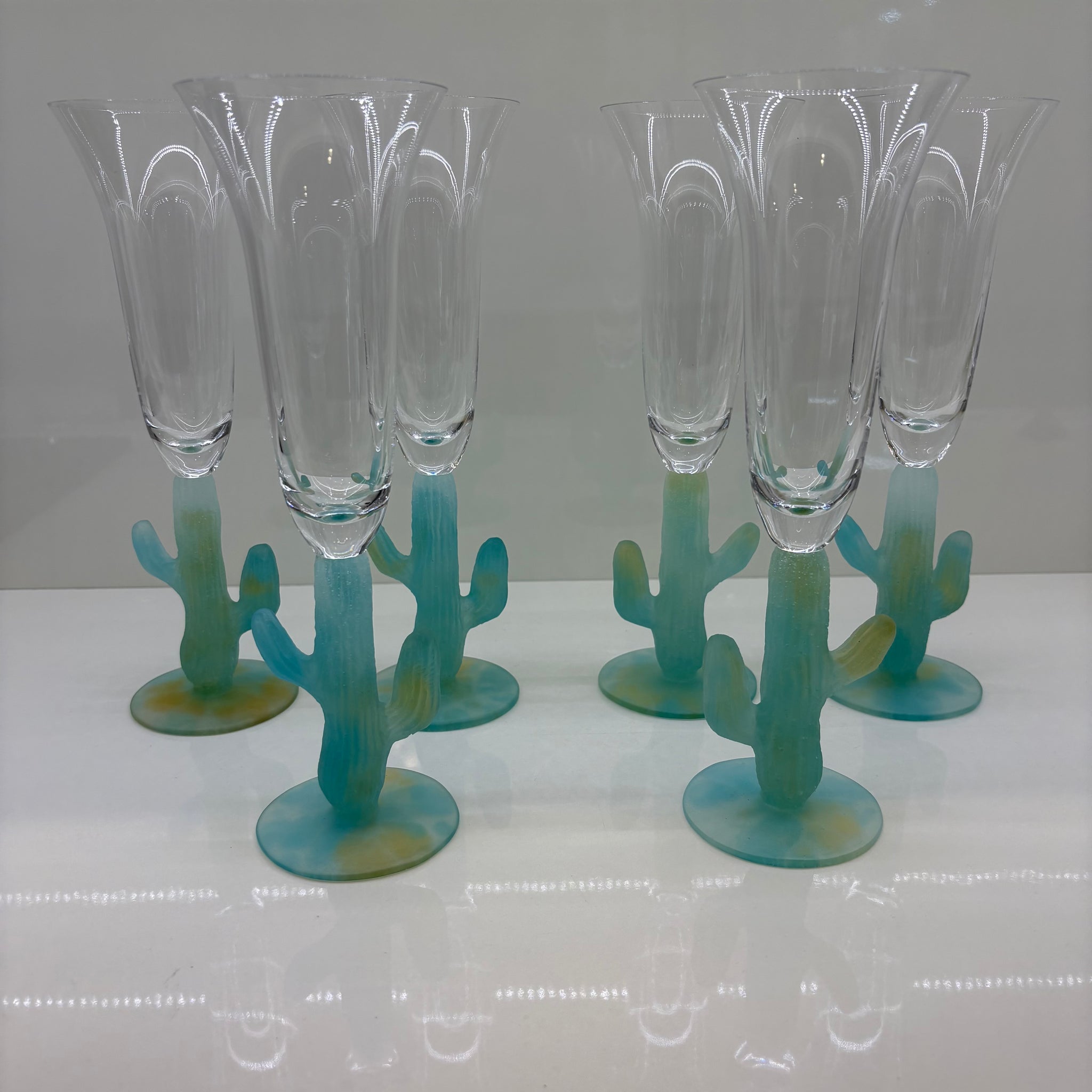 Vintage 6er Set Champagnerflöten Cactus Kollektion von Hilton McConnic –  Trödelfuchs Vintage Shop