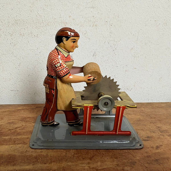 Blechspielzeug Antriebsmodell Dampfmaschine Mann mit Säge von Arnold