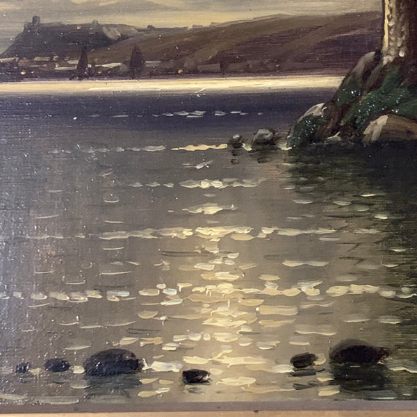 Ölgemälde Mondnacht an einem Schweizer See von Joseph Nikolaus Büttler
