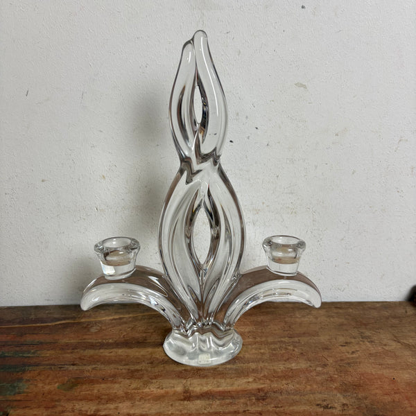 Vintage Kristallglas Kerzenleuchter von Art Vannes im Art Deco Stil