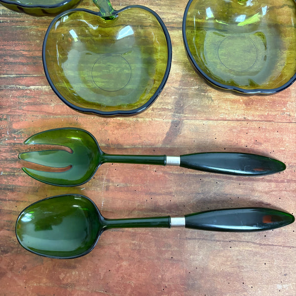 Vintage Glas Salat Schalen Apfel grün