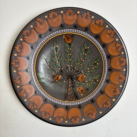 Vintage XXL Keramik Wandteller von KMK Baum
