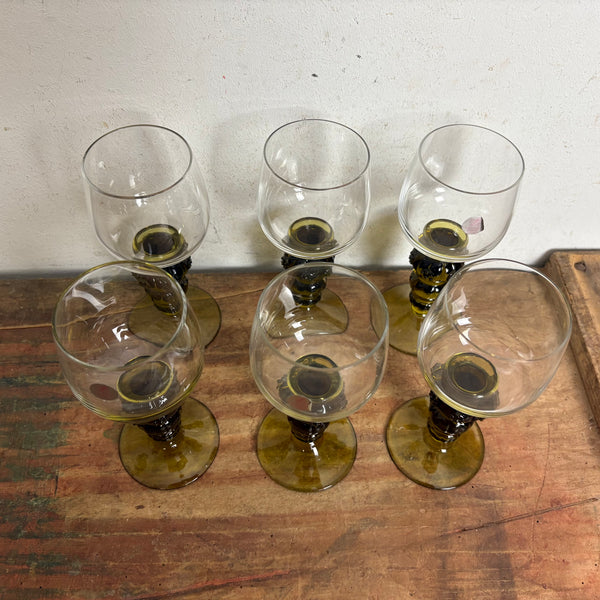 6 vintage Weingläser mit Beerennoppen von Zwiesel