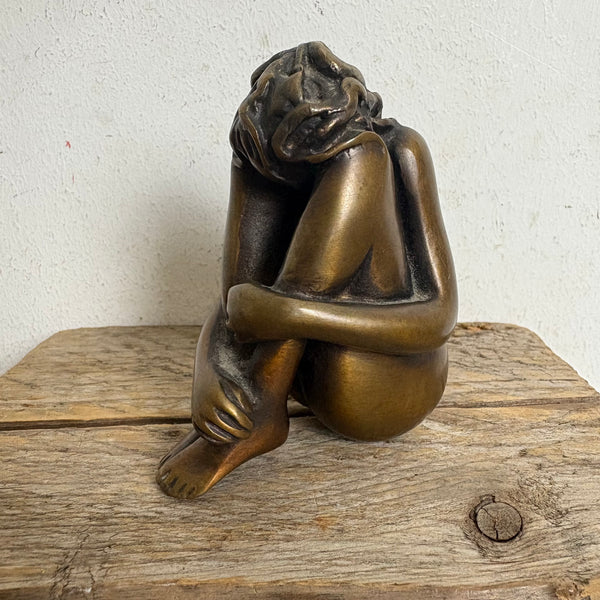 Vintage Bronze Skulptur weiblicher Akt Mignon von Bruno Bruni