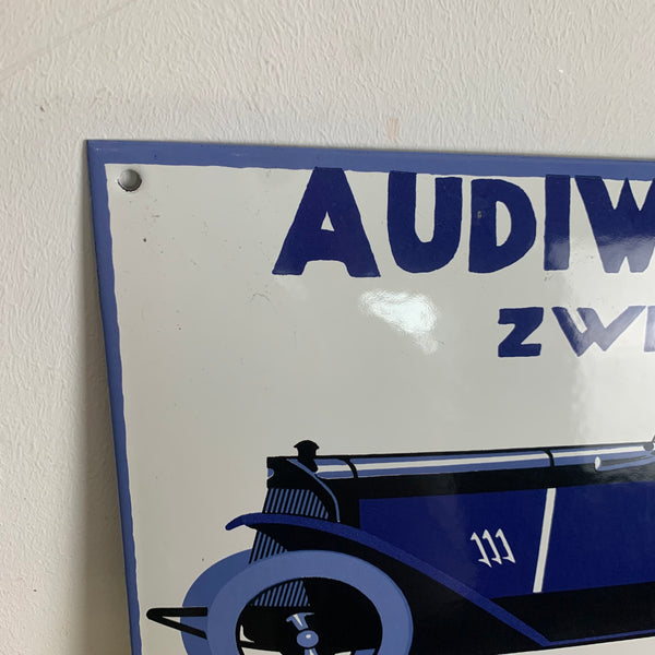 Emaille Schild Audiwerke A.G. Zwickau Audi