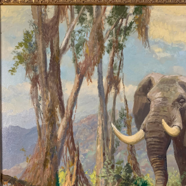 Ölgemälde Elefantenherde in der Sawanne von Fritz Laube
