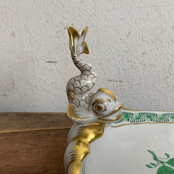 Platte mit Fischkopf Apponyi grün von Herend Porzellan