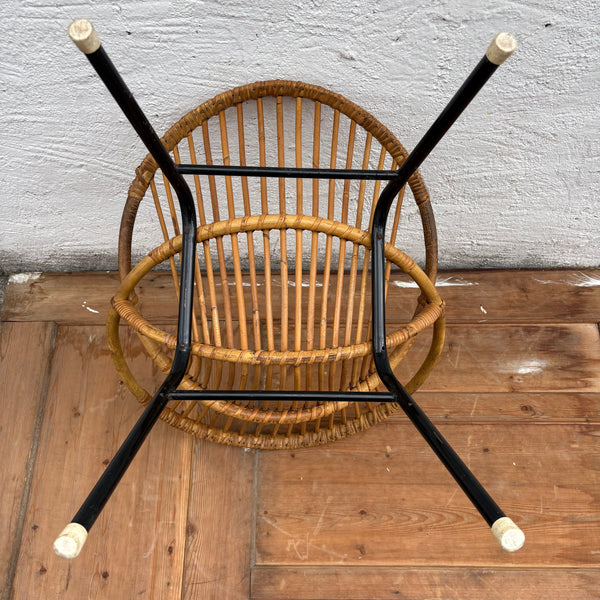 Vintage Mid Century kleiner Rattan Stuhl von Gebroeders Jonkers für Noordwolde