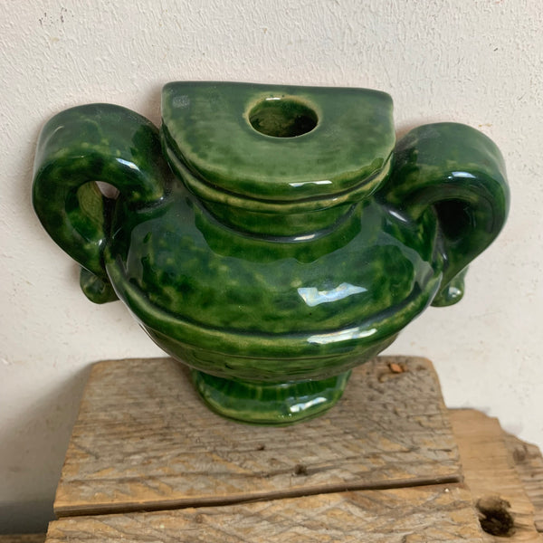 Vintage Keramik Wandvase von Thun Bozen grün