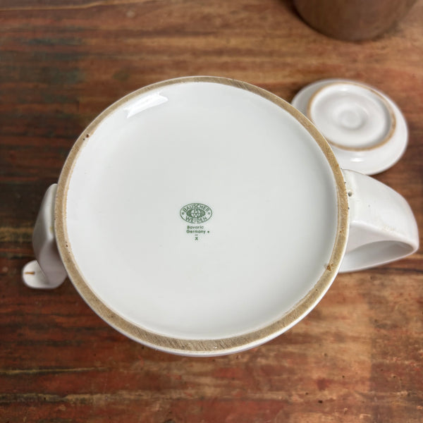 Art Deco Porzellan Teekanne von Bauscher Weiden mit Thermohaube von WMF