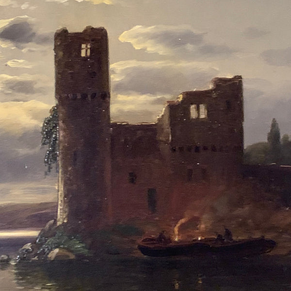 Ölgemälde Mondnacht an einem Schweizer See von Joseph Nikolaus Büttler