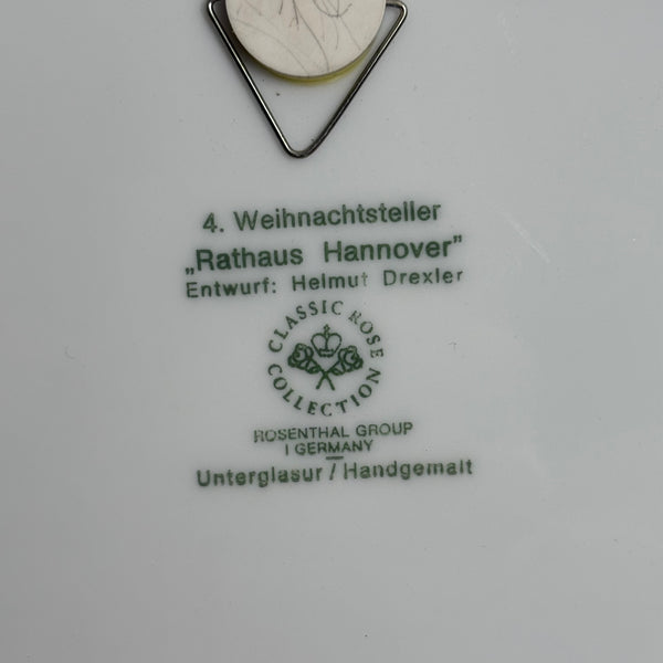 Vintage Classic Rose Weihnachtsteller 1977
Rathaus Hannover von Helmut Drexler für Rosenthal