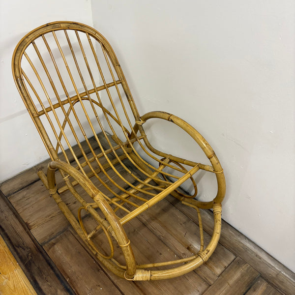 Vintage Schaukelstuhl aus Rattan und Bambus