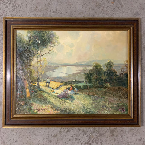 Ölgemälde Picknick am Zürichsee von Ludwig Gschossmann