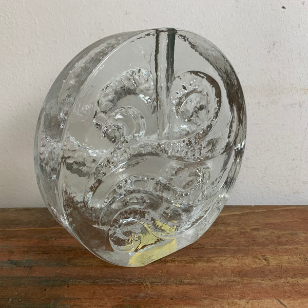 Vintage Blockkristal Solifleur Vase von Ingrid Glas