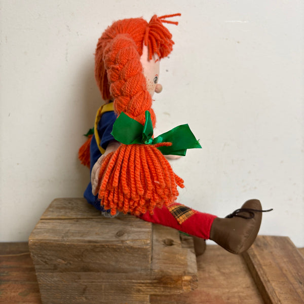 Vintage Schwedische Astrid Lindgren Pippi Langstrumpf Stoffpuppe von Palmefjord Toys