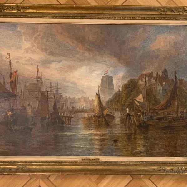 Ölgemälde Abendstimmung im Hafen von Rotterdam von Henry Dawson