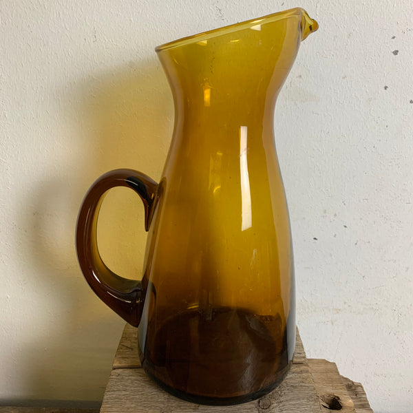 Vintage bernsteinfarbener Saft Krug 6 Gläser