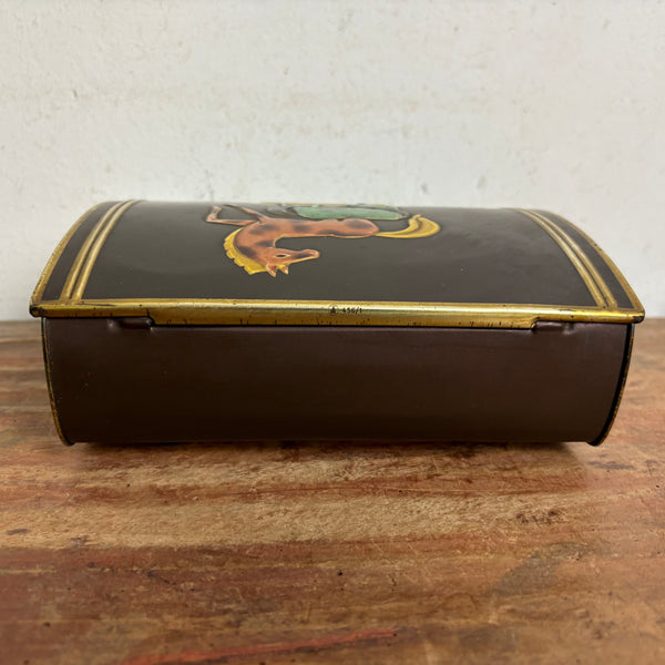 Vintage Mid Century Blechdose mit Pferde Motiv von Nörenberg-Kaffee Hamburg