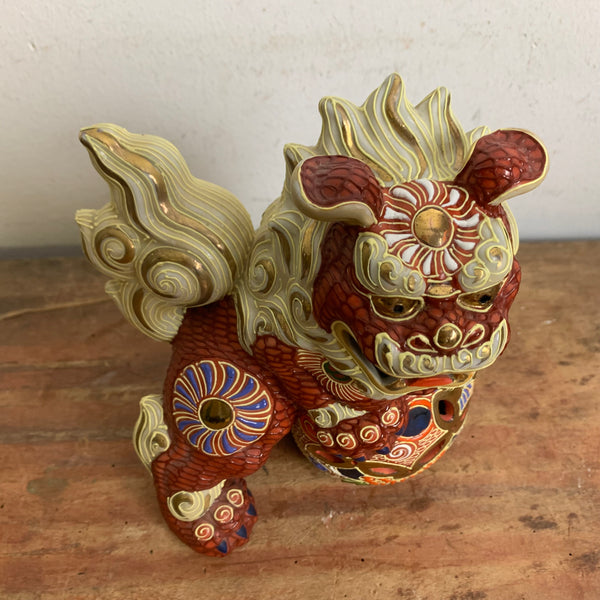 Japanese Kutani Porcelain Figurine Shisa Guardian Lion Foo Dog Japan