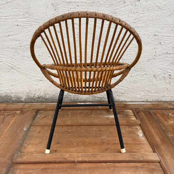 Vintage Mid Century kleiner Rattan Stuhl von Gebroeders Jonkers für Noordwolde