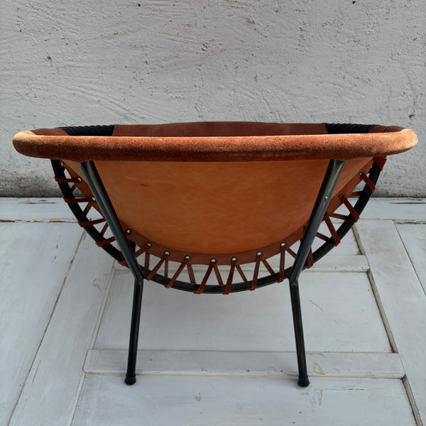 Vintage Mid Century Wildleder Circle Balloon Chair von Lusch Erzeugnis für Lusch & Co.