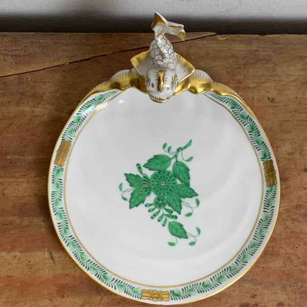 Platte mit Fischkopf Apponyi grün von Herend Porzellan