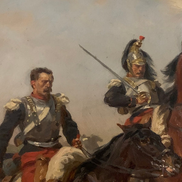 Ölgemälde Gefecht aus dem Deutsch - Französischen Krieg von Emil Hünten