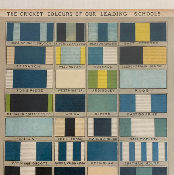 Antike Lithografie The Cricket Colours of our Leading Schools