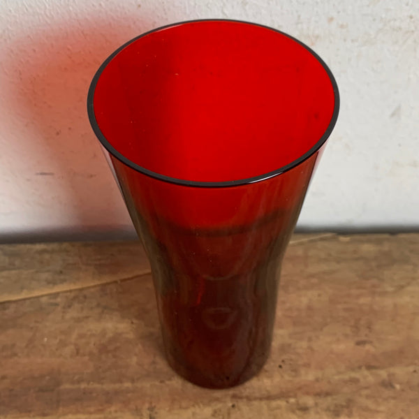 Vintage Design Glas Vase von Klaus Breit für Wiesenthalhütte rot