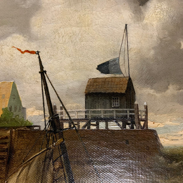 Ölgemälde Aufkommender Sturm über dem Küstenhafen von Andreas Achenbach