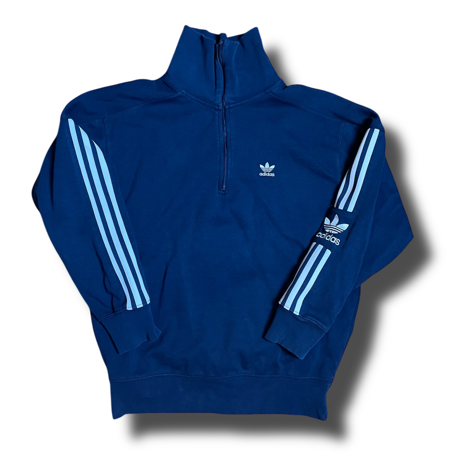 Adidas Halfzip 3 Strips Blau - Vintage