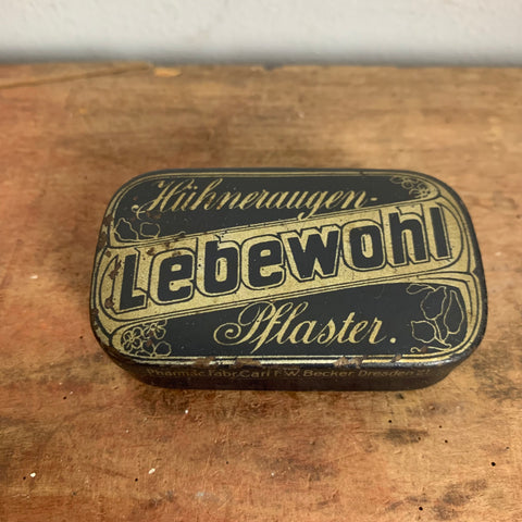 Vintage Blechdose Hühneraugen Lebewohl Pflaster