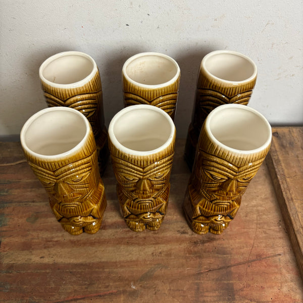 Vintage 6er Set Cocktail Becher Tiki Mug Mövenpick Moai von Fred Roberts