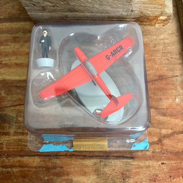 Modell Figur und Buch Tim und Struppi Das Rot Flugzeug mit Detektiv Schulze aus Die schwarze Insel