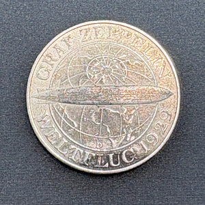 Silber Münze Weltflug 1929 Graf Zeppelin 3 Reichsmark