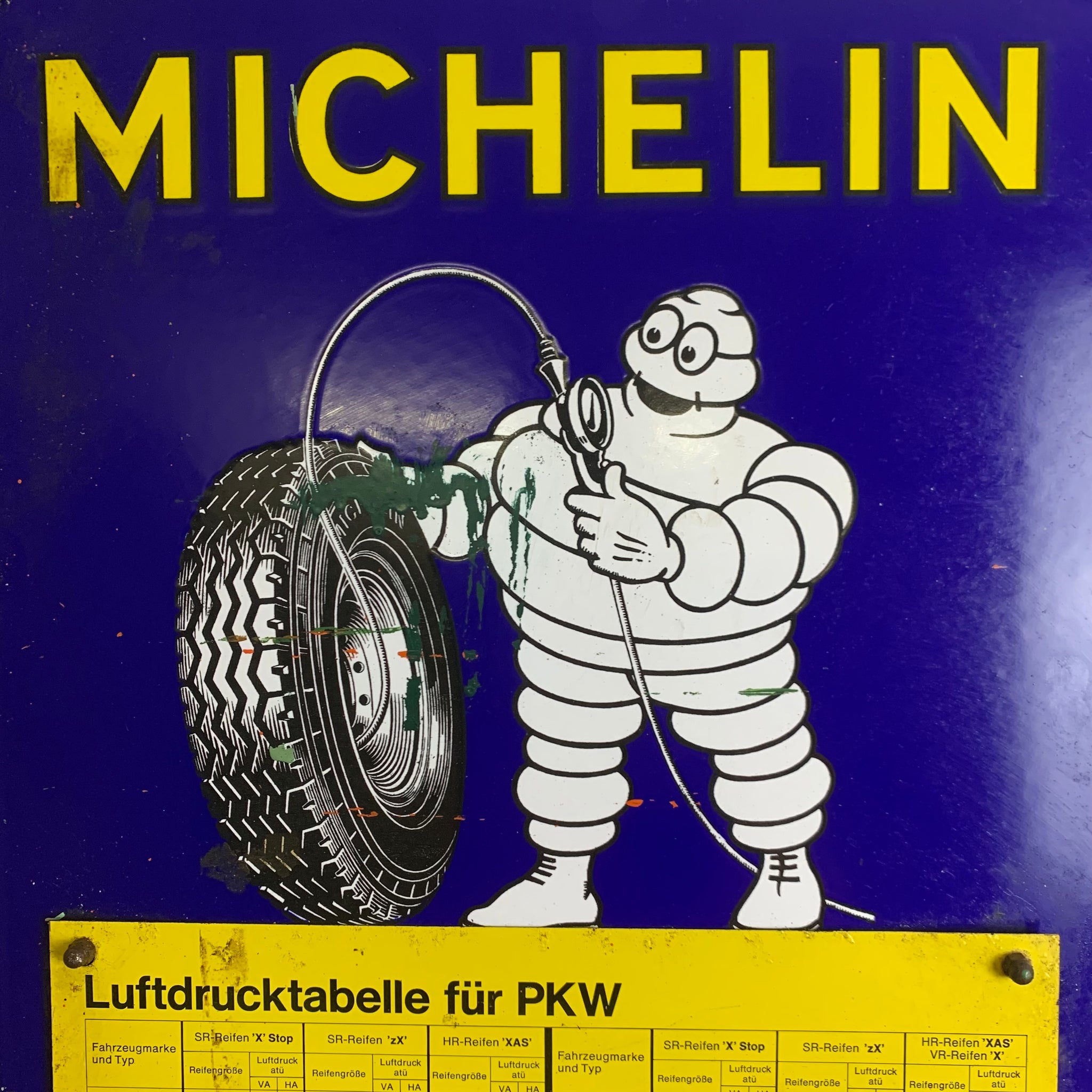 Blechsschild MICHELIN Reifen Traktoren Luftdrucktabelle von deals 1967