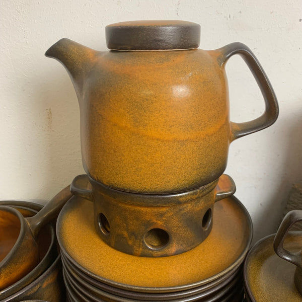 Vintage Kaffee / Tee Service Sompex Tekton 200 braun von Keramisches Werk Heisterholz
KWH