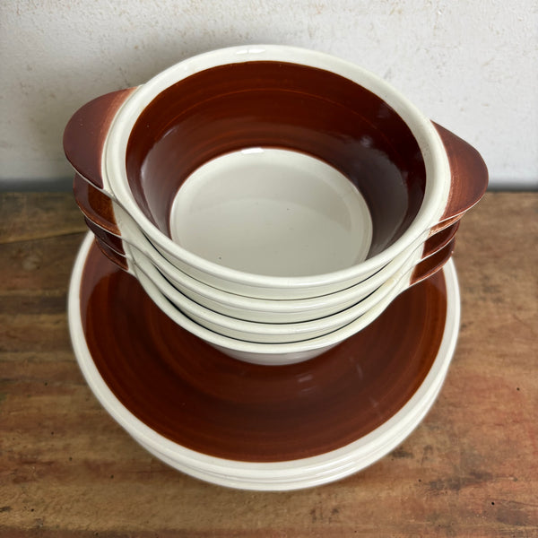 Vintage Keramik Schalen und Teller Carnaval von Digoin in braun