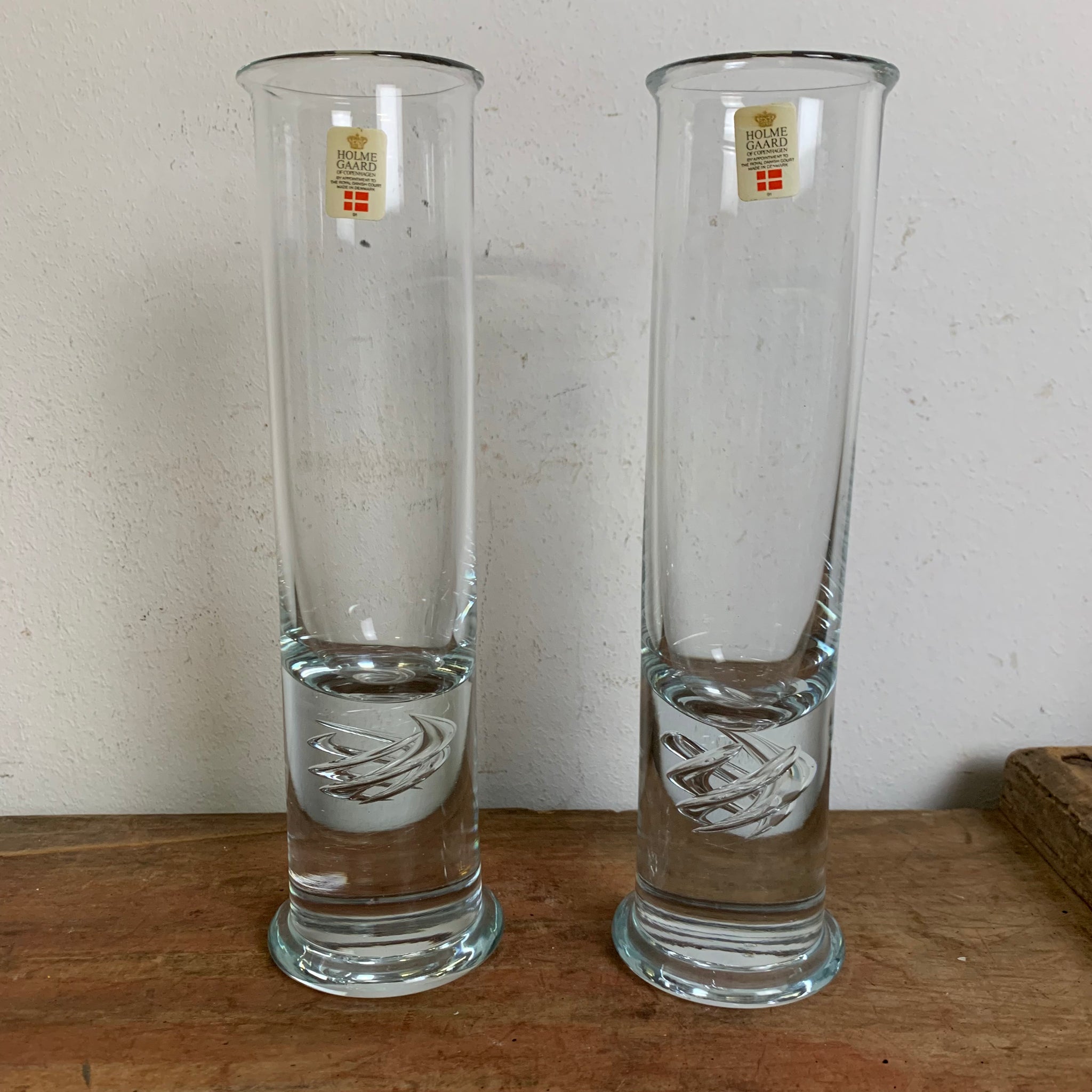 2 vintage zylindrische Trinkgläser High Life von Per Lütken für Holmeg – Trödelfuchs Vintage Shop