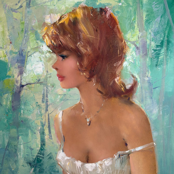 Ölgemälde impressionistischen Frauenporträt junge Frau in weißem Kleid von Ingfried Paul Henze-Morro