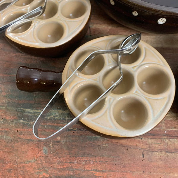 Vintage 6er Set Keramik Schneckenpfännchen von Emile Henry France