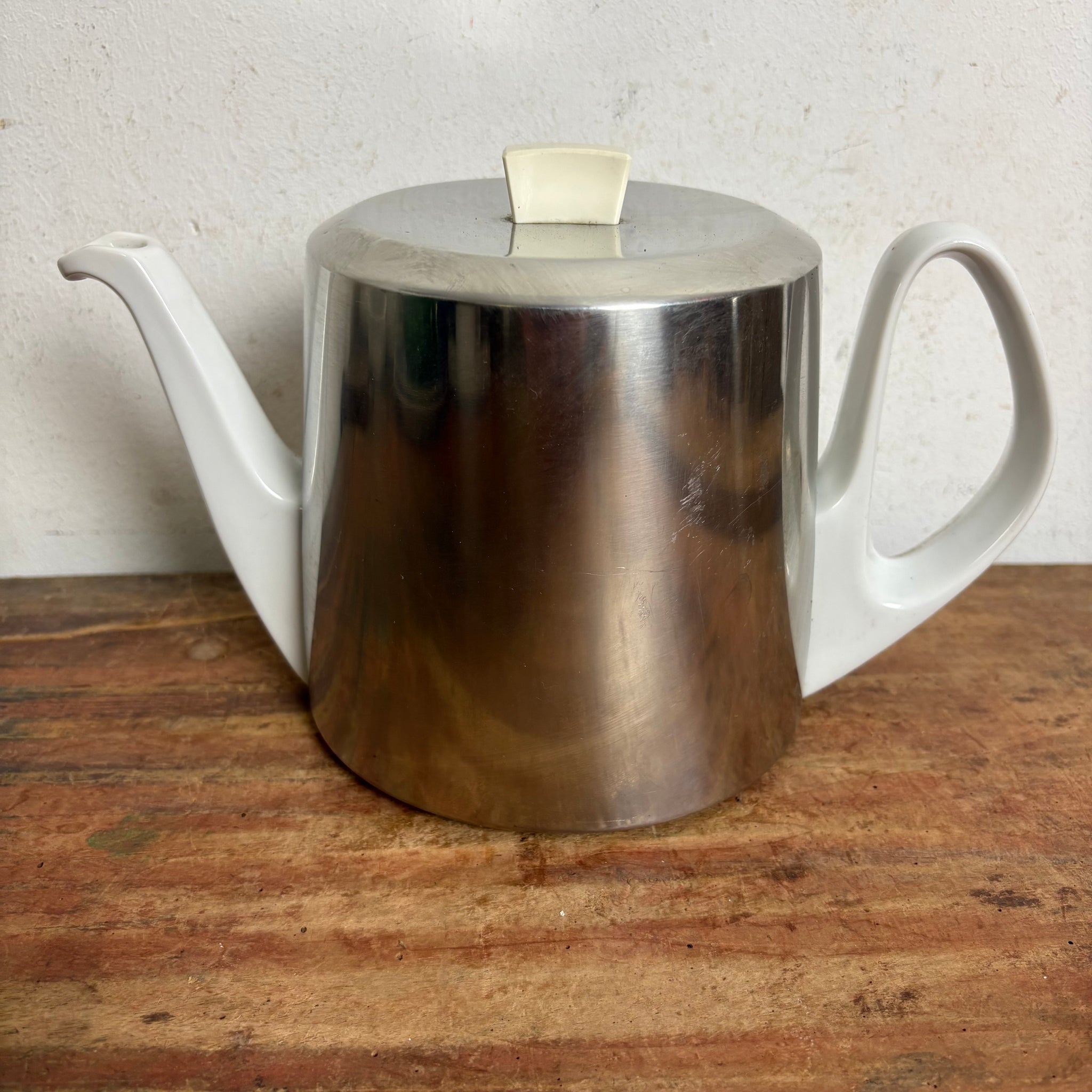 Art Deco Porzellan Teekanne von Bauscher Weiden mit Thermohaube von WMF