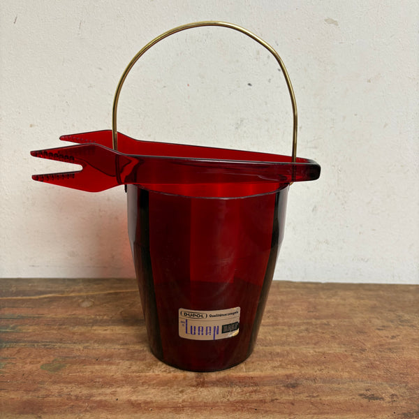 Vintage Eiswürfelbehälter mit Zange aus Luran von BASF