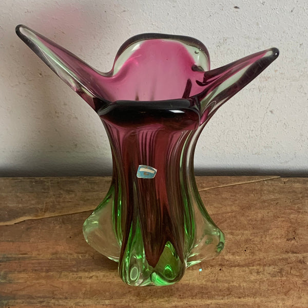 Vintage Glas Vase aus Murano